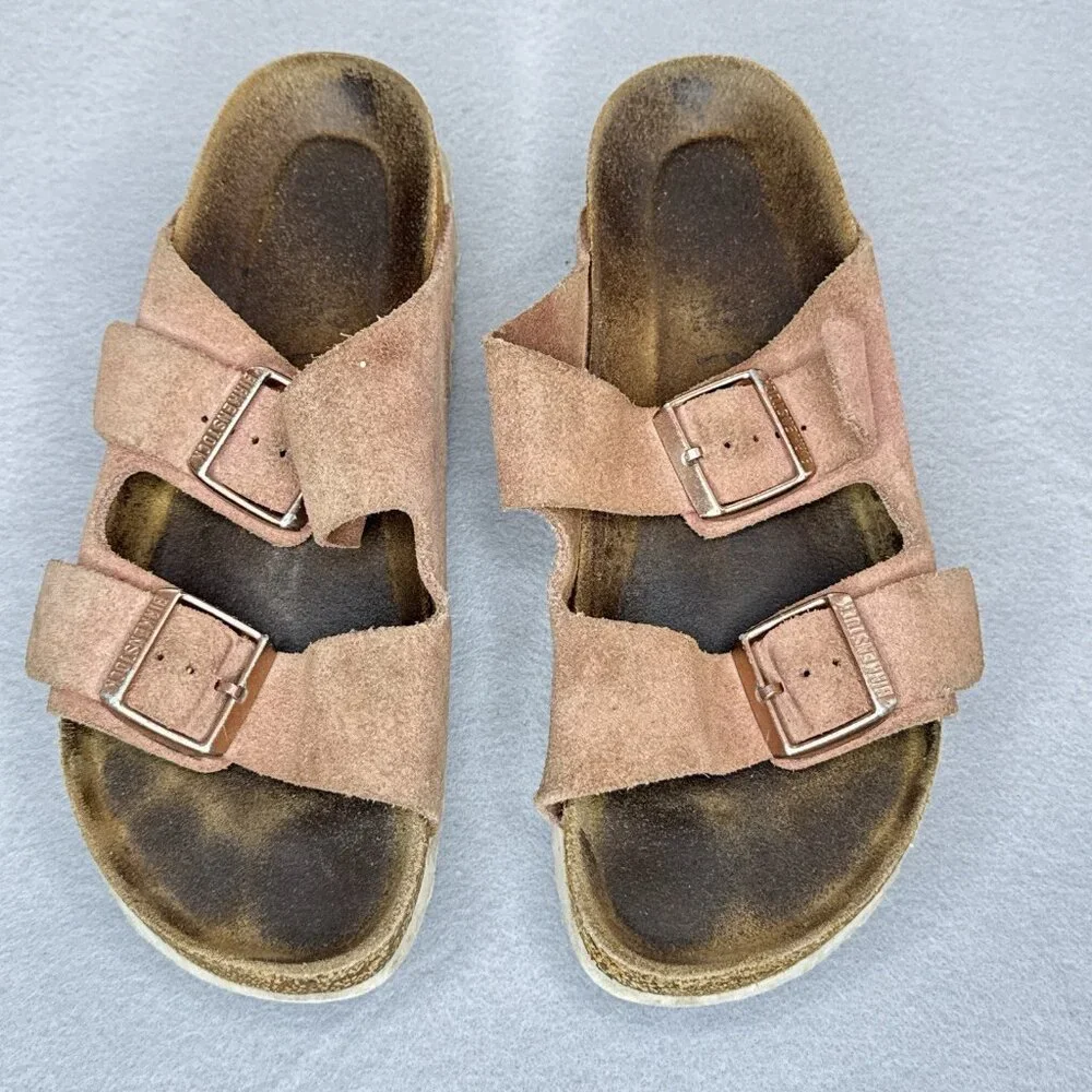 Birkenstock Arizona Suede Leather Pink Sandals EU 39 US 8 8.5 Women Rose Gold - Picture 2 of 15